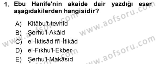 Kelam´a Giriş Dersi 2017 - 2018 Yılı (Final) Dönem Sonu Sınav Soruları 1. Soru