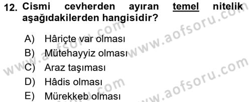 Kelam´a Giriş Dersi 2017 - 2018 Yılı (Final) Dönem Sonu Sınav Soruları 12. Soru