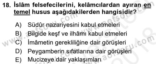 Kelam´a Giriş Dersi 2017 - 2018 Yılı (Final) Dönem Sonu Sınav Soruları 18. Soru