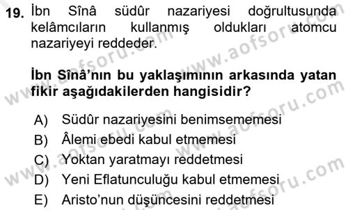 Kelam´a Giriş Dersi 2017 - 2018 Yılı (Final) Dönem Sonu Sınav Soruları 19. Soru
