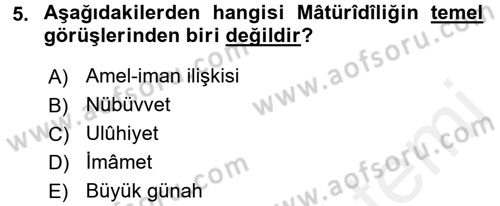 Kelam´a Giriş Dersi 2017 - 2018 Yılı (Final) Dönem Sonu Sınav Soruları 5. Soru