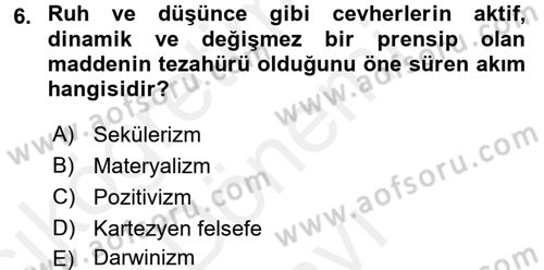 Kelam´a Giriş Dersi 2017 - 2018 Yılı (Final) Dönem Sonu Sınav Soruları 6. Soru