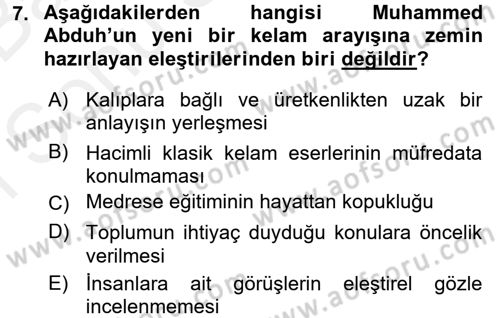 Kelam´a Giriş Dersi 2017 - 2018 Yılı (Final) Dönem Sonu Sınav Soruları 7. Soru