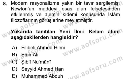 Kelam´a Giriş Dersi 2017 - 2018 Yılı (Final) Dönem Sonu Sınav Soruları 8. Soru