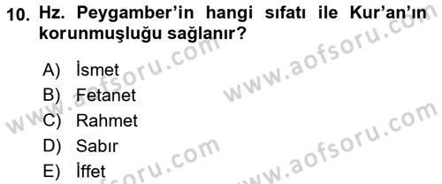 Kelam´a Giriş Dersi 2018 - 2019 Yılı 3 Ders Sınav Soruları 10. Soru