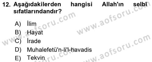 Kelam´a Giriş Dersi 2018 - 2019 Yılı (Final) Dönem Sonu Sınav Soruları 12. Soru