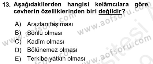 Kelam´a Giriş Dersi 2018 - 2019 Yılı (Final) Dönem Sonu Sınav Soruları 13. Soru