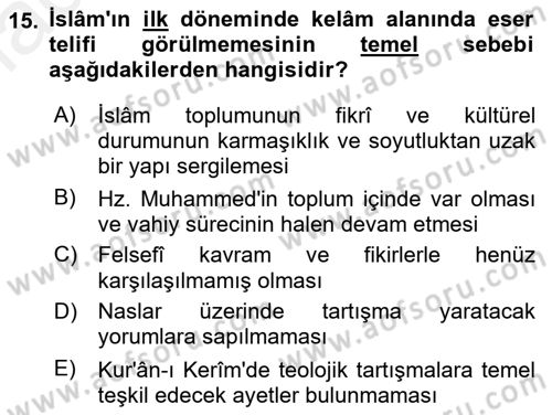Kelam´a Giriş Dersi 2018 - 2019 Yılı (Final) Dönem Sonu Sınav Soruları 15. Soru