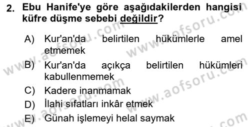 Kelam´a Giriş Dersi 2018 - 2019 Yılı (Final) Dönem Sonu Sınav Soruları 2. Soru