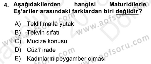 Kelam´a Giriş Dersi 2018 - 2019 Yılı (Final) Dönem Sonu Sınav Soruları 4. Soru