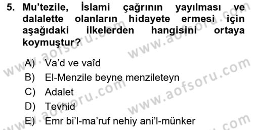Kelam´a Giriş Dersi 2018 - 2019 Yılı (Final) Dönem Sonu Sınav Soruları 5. Soru