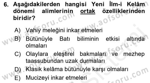 Kelam´a Giriş Dersi 2018 - 2019 Yılı (Final) Dönem Sonu Sınav Soruları 6. Soru