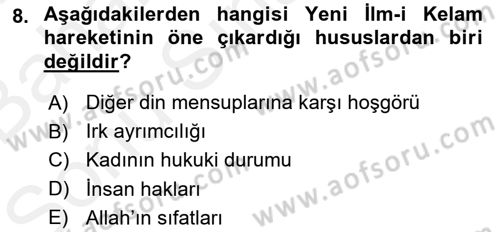 Kelam´a Giriş Dersi 2018 - 2019 Yılı (Final) Dönem Sonu Sınav Soruları 8. Soru