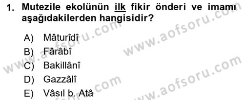 Kelam´a Giriş Dersi 2018 - 2019 Yılı Yaz Okulu Sınav Soruları 1. Soru