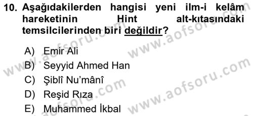 Kelam´a Giriş Dersi 2018 - 2019 Yılı Yaz Okulu Sınav Soruları 10. Soru