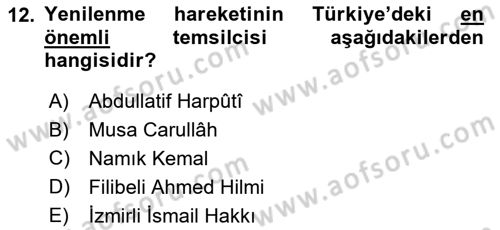 Kelam´a Giriş Dersi 2018 - 2019 Yılı Yaz Okulu Sınav Soruları 12. Soru