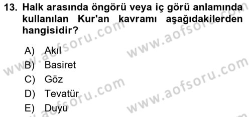 Kelam´a Giriş Dersi 2020 - 2021 Yılı Yaz Okulu Sınav Soruları 13. Soru