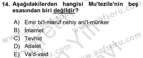 Kelam´a Giriş Dersi 2021 - 2022 Yılı (Vize) Ara Sınav Soruları 14. Soru