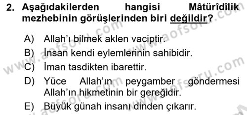 Kelam´a Giriş Dersi 2021 - 2022 Yılı (Final) Dönem Sonu Sınav Soruları 2. Soru