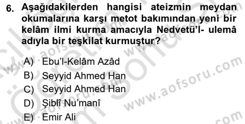 Kelam´a Giriş Dersi 2021 - 2022 Yılı (Final) Dönem Sonu Sınav Soruları 6. Soru