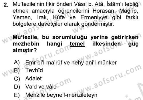 Kelam´a Giriş Dersi 2021 - 2022 Yılı Yaz Okulu Sınav Soruları 2. Soru
