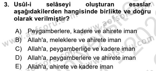 Kelam´a Giriş Dersi 2021 - 2022 Yılı Yaz Okulu Sınav Soruları 3. Soru