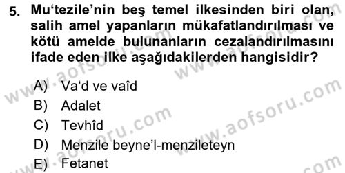 Kelam´a Giriş Dersi 2021 - 2022 Yılı Yaz Okulu Sınav Soruları 5. Soru