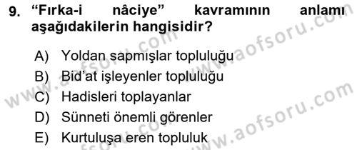 Kelam´a Giriş Dersi 2021 - 2022 Yılı Yaz Okulu Sınav Soruları 9. Soru