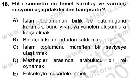 Kelam´a Giriş Dersi 2023 - 2024 Yılı (Vize) Ara Sınav Soruları 18. Soru