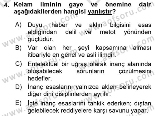 Kelam´a Giriş Dersi 2023 - 2024 Yılı (Vize) Ara Sınav Soruları 4. Soru