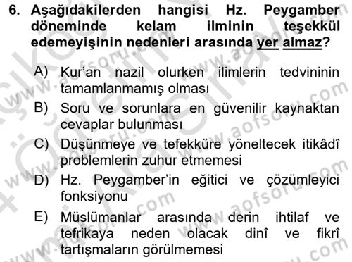 Kelam´a Giriş Dersi 2023 - 2024 Yılı (Vize) Ara Sınav Soruları 6. Soru