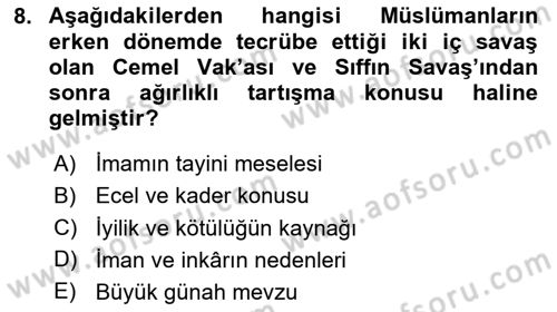 Kelam´a Giriş Dersi 2023 - 2024 Yılı (Vize) Ara Sınav Soruları 8. Soru