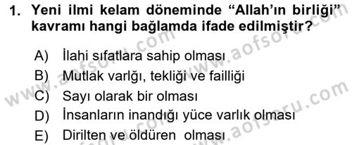 Kelam´a Giriş Dersi 2023 - 2024 Yılı (Final) Dönem Sonu Sınav Soruları 1. Soru