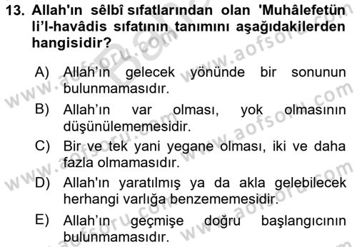 Kelam´a Giriş Dersi 2023 - 2024 Yılı (Final) Dönem Sonu Sınav Soruları 13. Soru