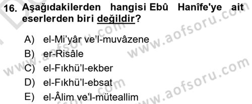 Kelam´a Giriş Dersi 2023 - 2024 Yılı (Final) Dönem Sonu Sınavı 16. Soru