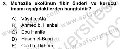 Kelam´a Giriş Dersi 2023 - 2024 Yılı (Final) Dönem Sonu Sınav Soruları 3. Soru