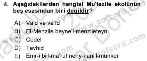Kelam´a Giriş Dersi 2023 - 2024 Yılı (Final) Dönem Sonu Sınav Soruları 4. Soru