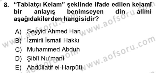 Kelam´a Giriş Dersi 2023 - 2024 Yılı (Final) Dönem Sonu Sınav Soruları 8. Soru