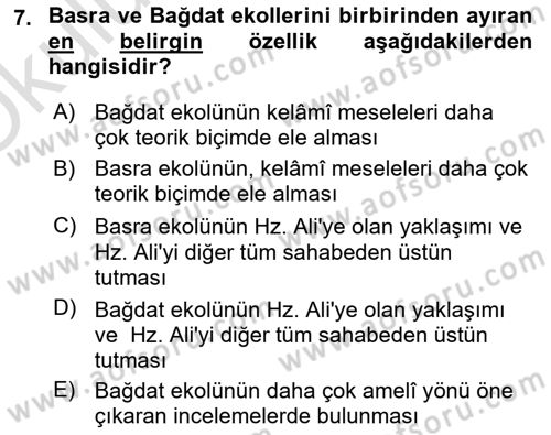 Kelam´a Giriş Dersi 2023 - 2024 Yılı Yaz Okulu Sınav Soruları 7. Soru