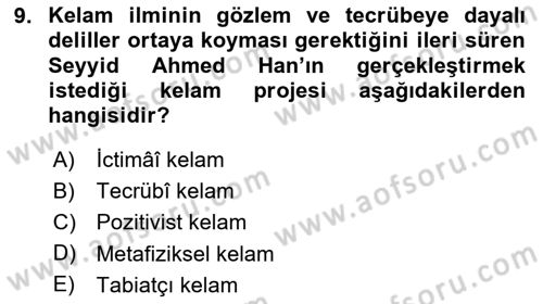 Kelam´a Giriş Dersi 2023 - 2024 Yılı Yaz Okulu Sınav Soruları 9. Soru
