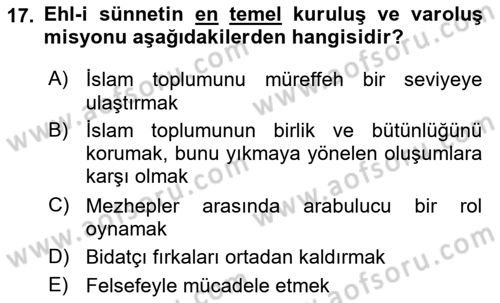 Kelam´a Giriş Dersi 2024 - 2025 Yılı (Vize) Ara Sınav Soruları 17. Soru