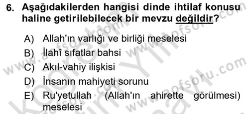 Kelam´a Giriş Dersi 2024 - 2025 Yılı (Vize) Ara Sınav Soruları 6. Soru