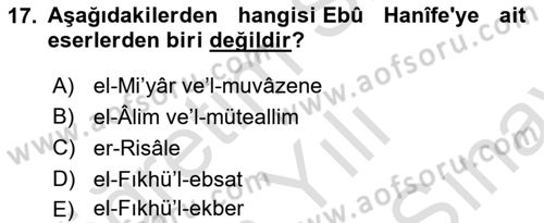 Kelam´a Giriş Dersi 2024 - 2025 Yılı (Final) Dönem Sonu Sınav Soruları 17. Soru