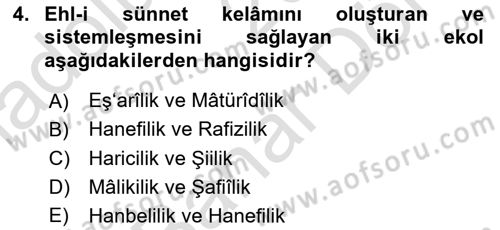 Kelam´a Giriş Dersi 2024 - 2025 Yılı (Final) Dönem Sonu Sınav Soruları 4. Soru
