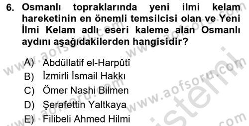 Kelam´a Giriş Dersi 2024 - 2025 Yılı (Final) Dönem Sonu Sınav Soruları 6. Soru