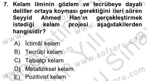 Kelam´a Giriş Dersi 2024 - 2025 Yılı (Final) Dönem Sonu Sınav Soruları 7. Soru
