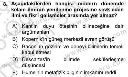 Kelam´a Giriş Dersi 2024 - 2025 Yılı (Final) Dönem Sonu Sınav Soruları 8. Soru