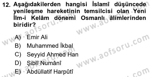 Kelam´a Giriş Dersi 2024 - 2025 Yılı Yaz Okulu Sınav Soruları 12. Soru