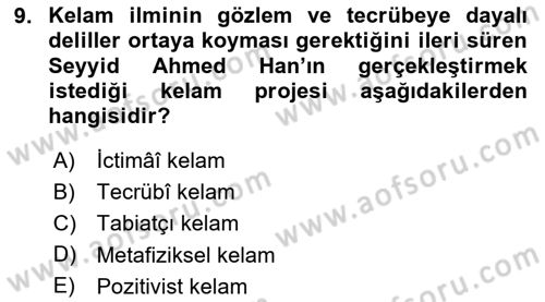 Kelam´a Giriş Dersi 2024 - 2025 Yılı Yaz Okulu Sınav Soruları 9. Soru