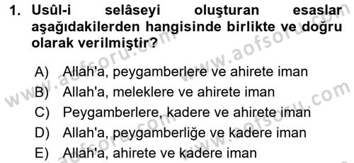 Kelam´a Giriş Dersi 2025 - 2026 Yılı (Vize) Ara Sınav Soruları 1. Soru